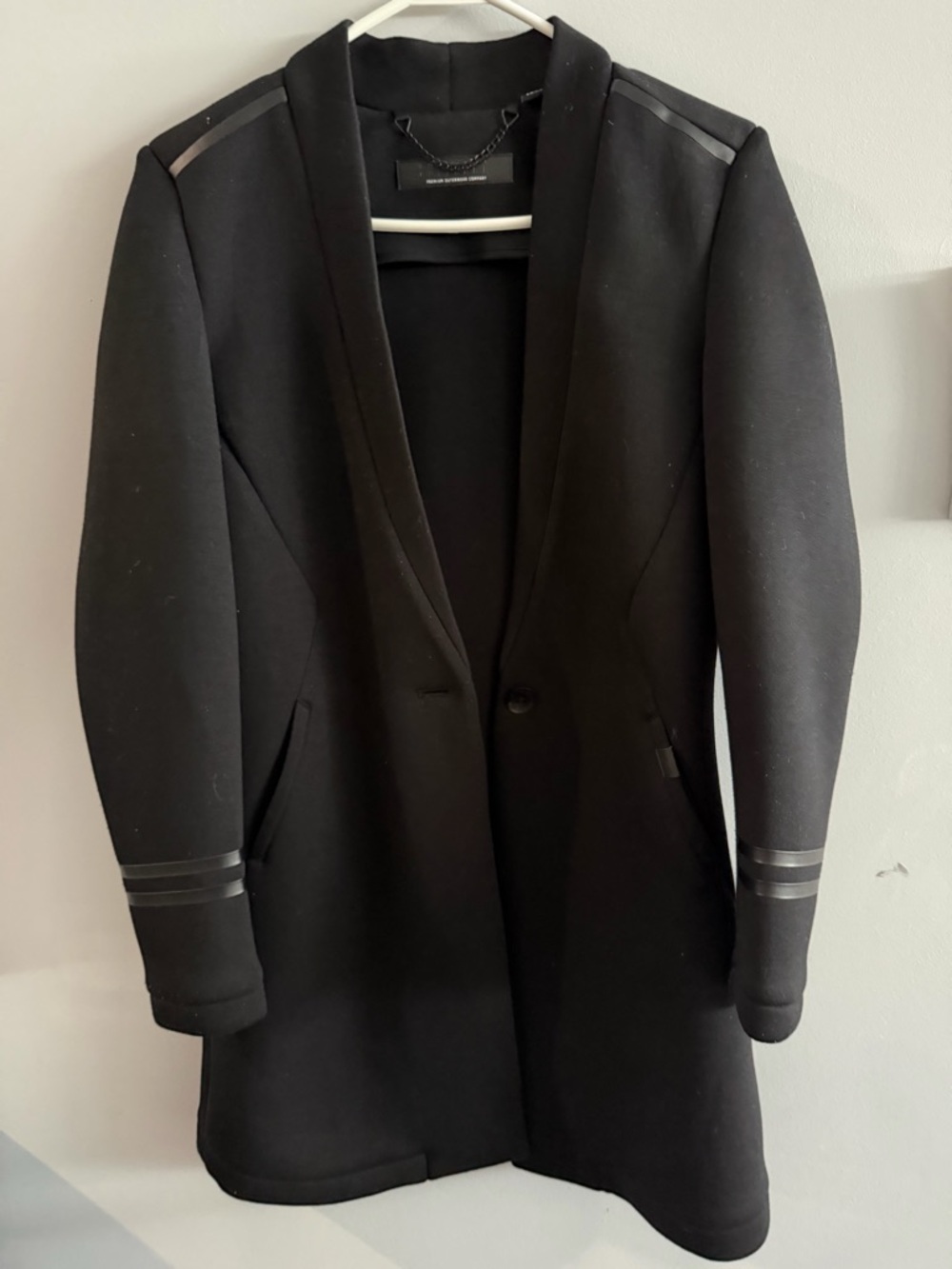 Superdry Black Long Blazer Coat with Subtle Trim